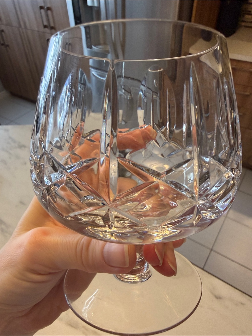 Set of 6 Vintage Crystal Brandy Snifters | Cut Crystal Cognac Glasses
